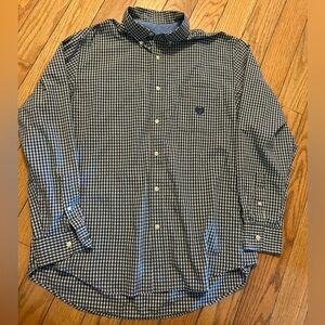 Chaps Navy and White Gingham Button Down Shirt